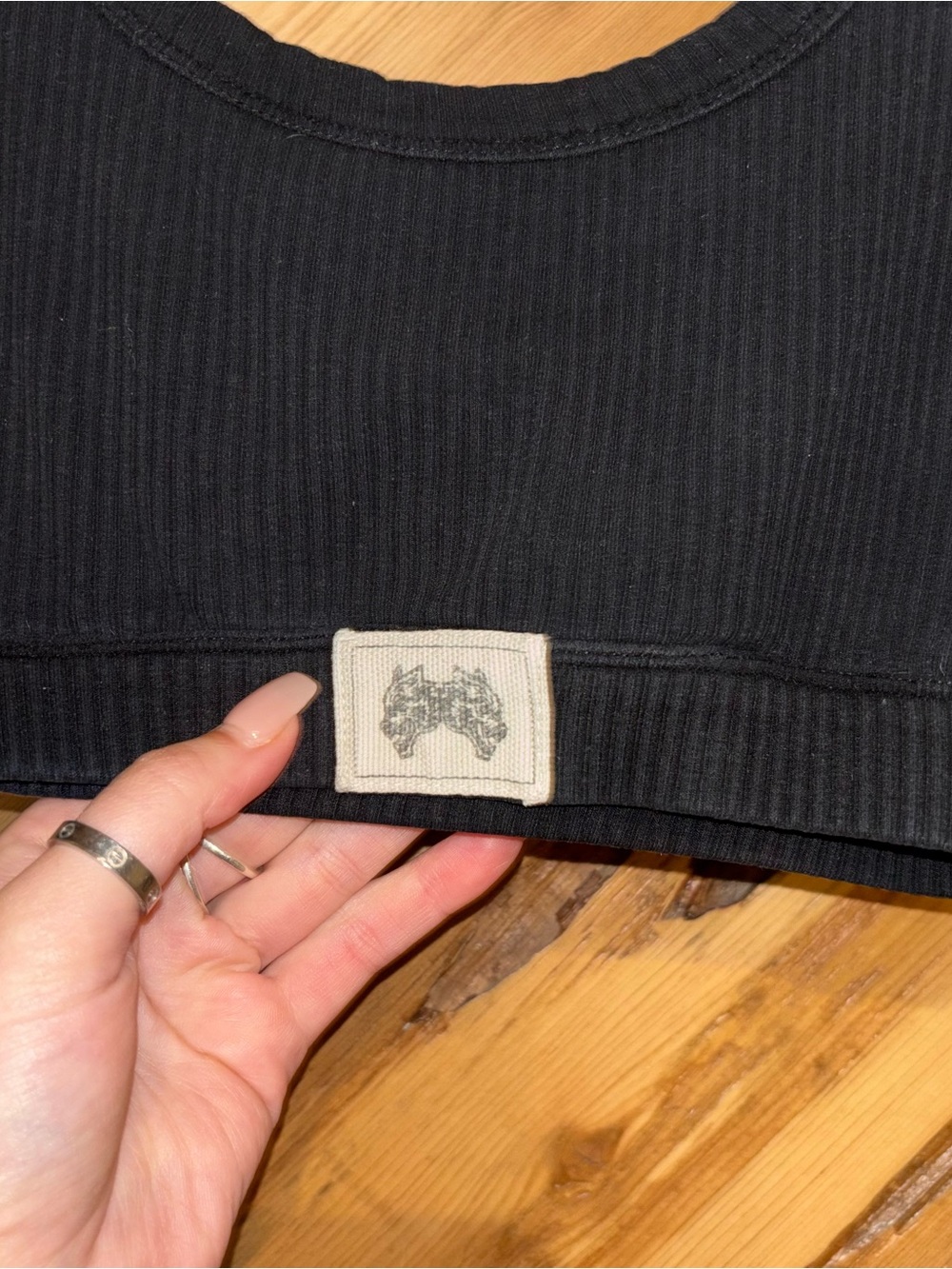 Darc Sport She Black Ribbed Sports Bra with Logo Patch - Picture 2 of 4